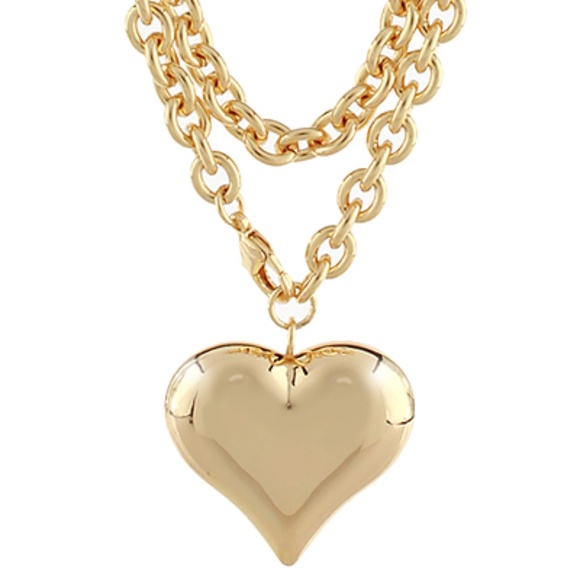 Puffy Heart Pendant Long Necklace - Picture 2 of 3